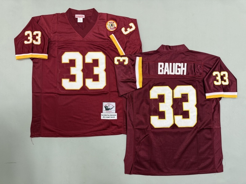 Men 2025 Washington Redskins #33 Baugh red Throwback Limited NFL Jersey style 002